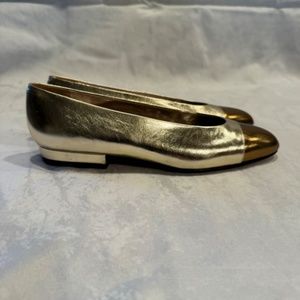 Ann Taylor Gold Metallic Italian Leather Flats NWOT